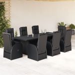 Casa si Gradina - Gradina si terasa - Mobilier exterior - Seturi mobila gradina - Set mobilier de gradina cu perne, 9 piese, negru, poliratan - Infinity.ro