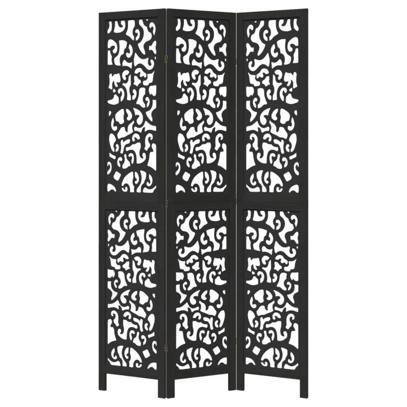 Casa si Gradina - Decoratiuni - Pereti despartitori si paravane - Paravan de camera cu 3 panouri, negru, lemn masiv paulownia - Infinity.ro