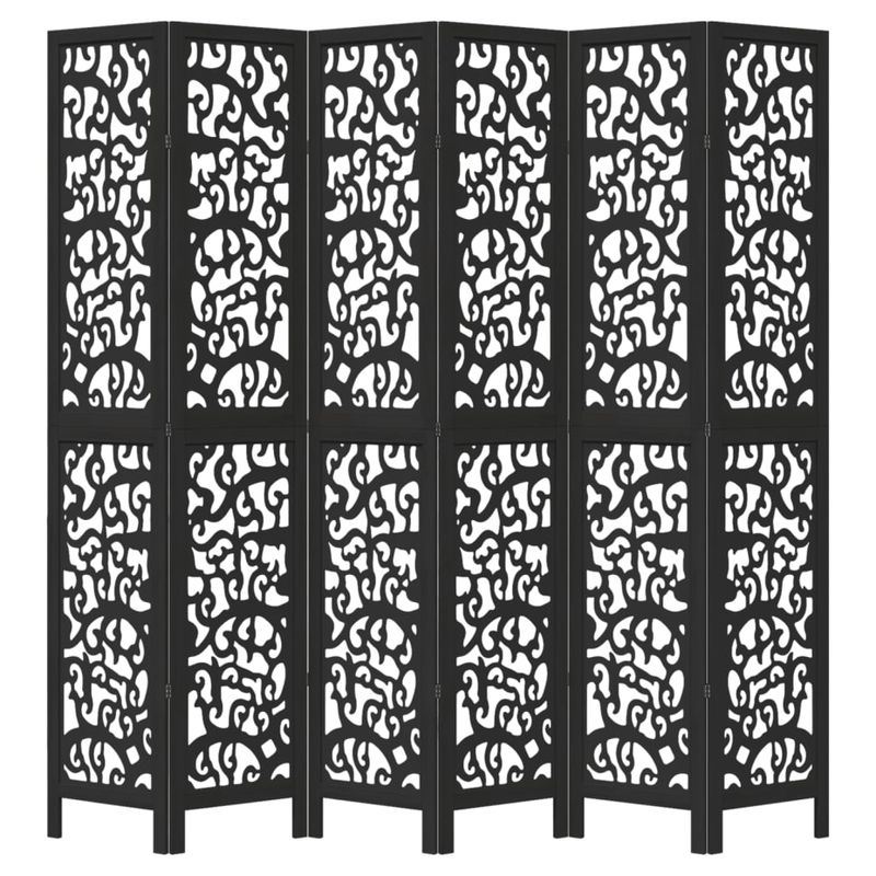 Casa si Gradina - Decoratiuni - Pereti despartitori si paravane - Paravan de camera cu 6 panouri, negru, lemn masiv paulownia - Infinity.ro