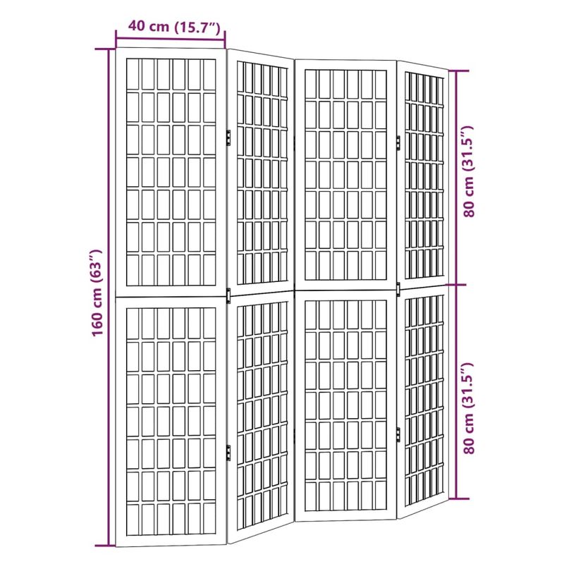 Casa si Gradina - Decoratiuni - Pereti despartitori si paravane - Paravan camera 4 panouri, alb, lemn masiv paulownia - Infinity.ro