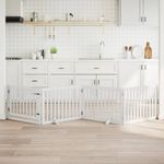 Petshop - Accesorii petshop - Culcusuri si custi - Custi interior si exterior - Poarta caini pliabila cu usa, 4 panouri, alb, 320 cm, lemn plop - Infinity.ro