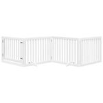 Petshop - Accesorii petshop - Culcusuri si custi - Custi interior si exterior - Poarta caini pliabila cu usa, 4 panouri, alb, 320 cm, lemn plop - Infinity.ro