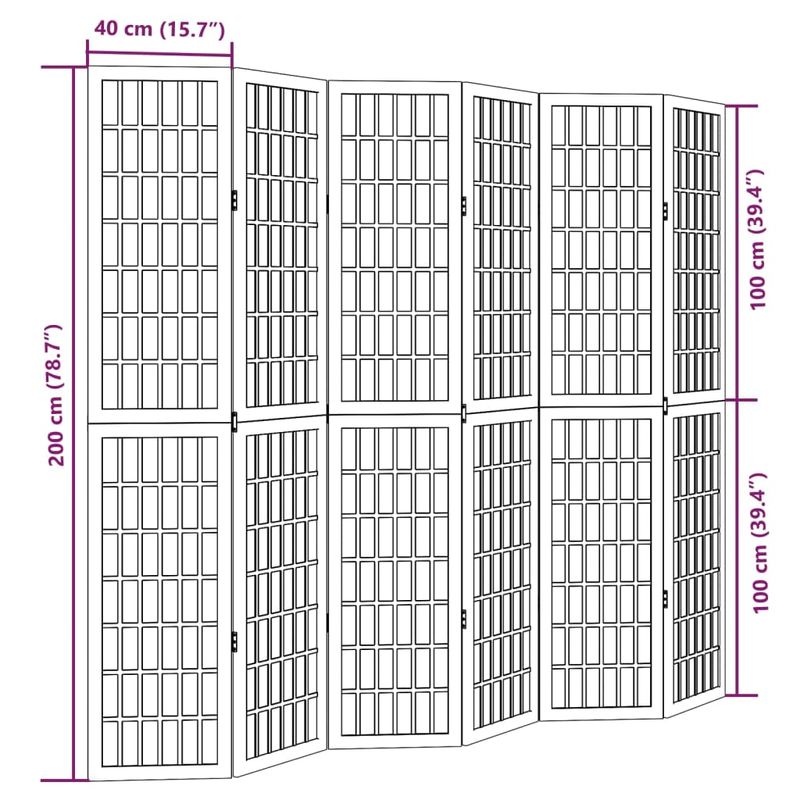 Casa si Gradina - Decoratiuni - Pereti despartitori si paravane - Paravan de camera cu 6 panouri, negru, lemn masiv paulownia - Infinity.ro