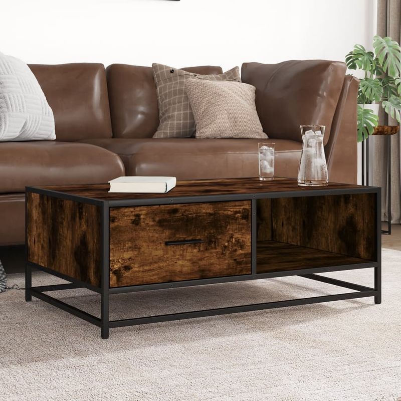 Casa si Gradina - Mobilier - Mese si birouri - Masute de cafea - Masuta de cafea stejar fumuriu 90x57x35cm lemn prelucrat/metal - Infinity.ro