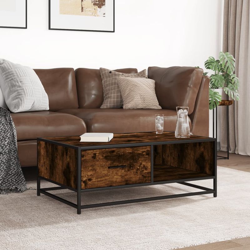 Casa si Gradina - Mobilier - Mese si birouri - Masute de cafea - Masuta de cafea stejar fumuriu 90x57x35cm lemn prelucrat/metal - Infinity.ro