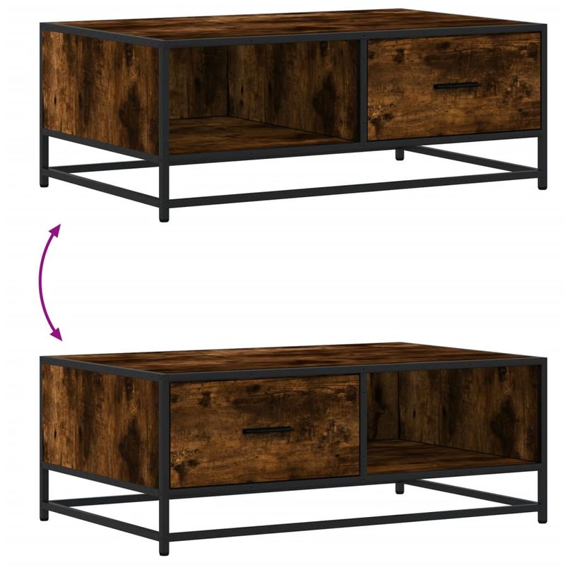 Casa si Gradina - Mobilier - Mese si birouri - Masute de cafea - Masuta de cafea stejar fumuriu 90x57x35cm lemn prelucrat/metal - Infinity.ro