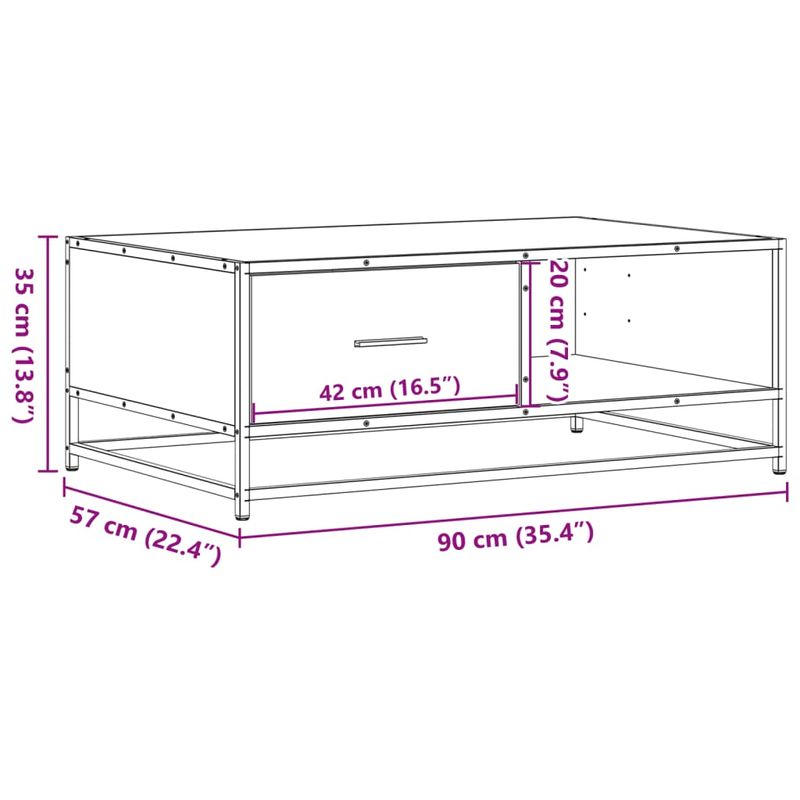 Casa si Gradina - Mobilier - Mese si birouri - Masute de cafea - Masuta de cafea stejar fumuriu 90x57x35cm lemn prelucrat/metal - Infinity.ro