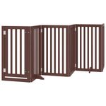 Petshop - Accesorii petshop - Culcusuri si custi - Tarcuri si colivii - Poarta caini pliabila cu usa 6 panouri maro, 300 cm, lemn plop - Infinity.ro