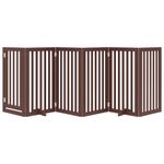 Petshop - Accesorii petshop - Culcusuri si custi - Tarcuri si colivii - Poarta caini pliabila cu usa 6 panouri maro, 300 cm, lemn plop - Infinity.ro