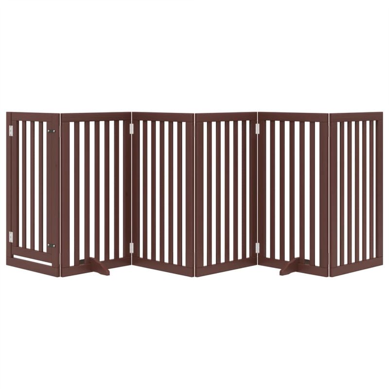 Petshop - Accesorii petshop - Culcusuri si custi - Tarcuri si colivii - Poarta caini pliabila cu usa 6 panouri maro, 300 cm, lemn plop - Infinity.ro