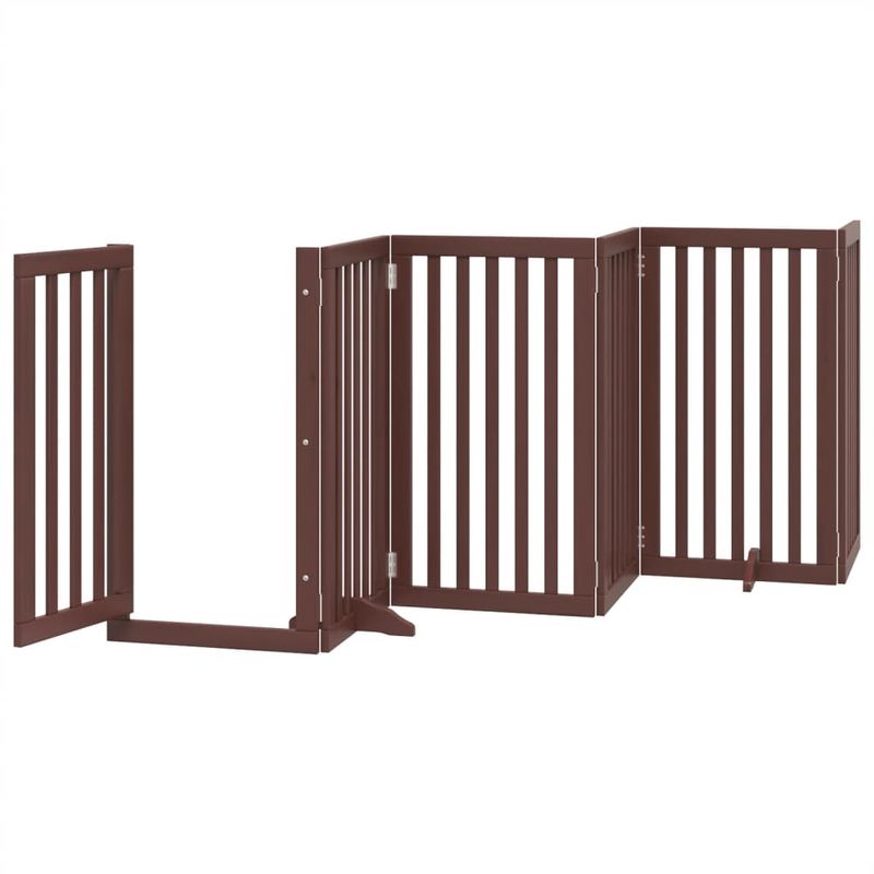 Petshop - Accesorii petshop - Culcusuri si custi - Tarcuri si colivii - Poarta caini pliabila cu usa 6 panouri maro, 300 cm, lemn plop - Infinity.ro