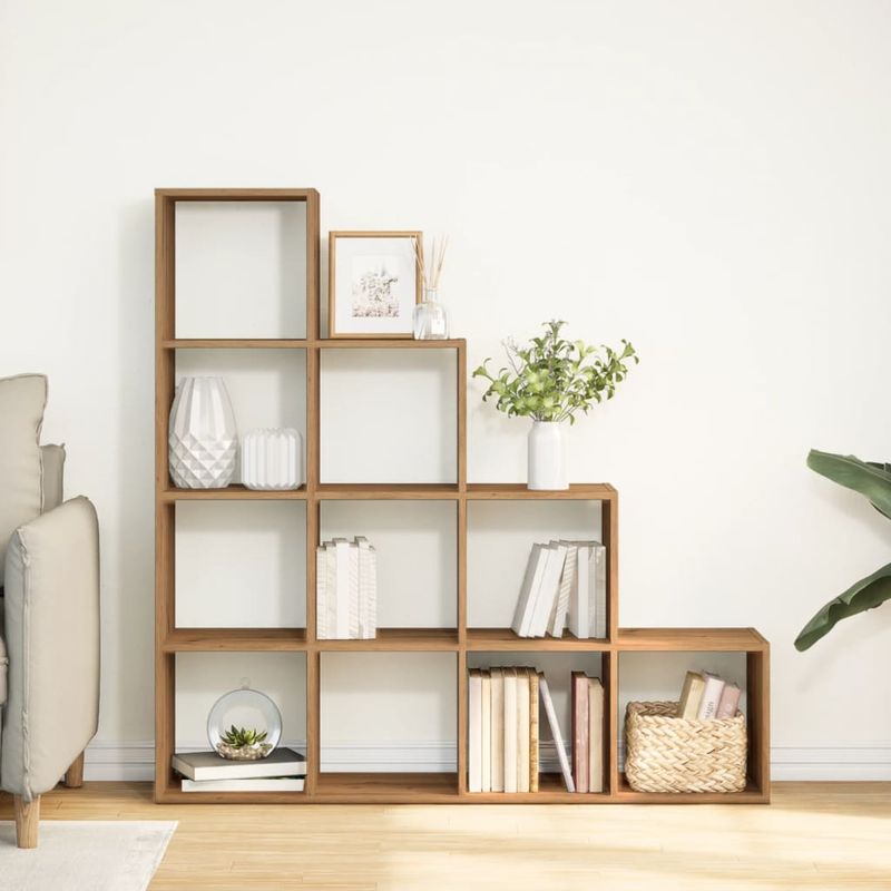 Casa si Gradina - Mobilier - Biblioteci si rafturi - Biblioteci - Biblioteca/separator 4 niveluri stejar 131,5x29x131,5 cm lemn - Infinity.ro