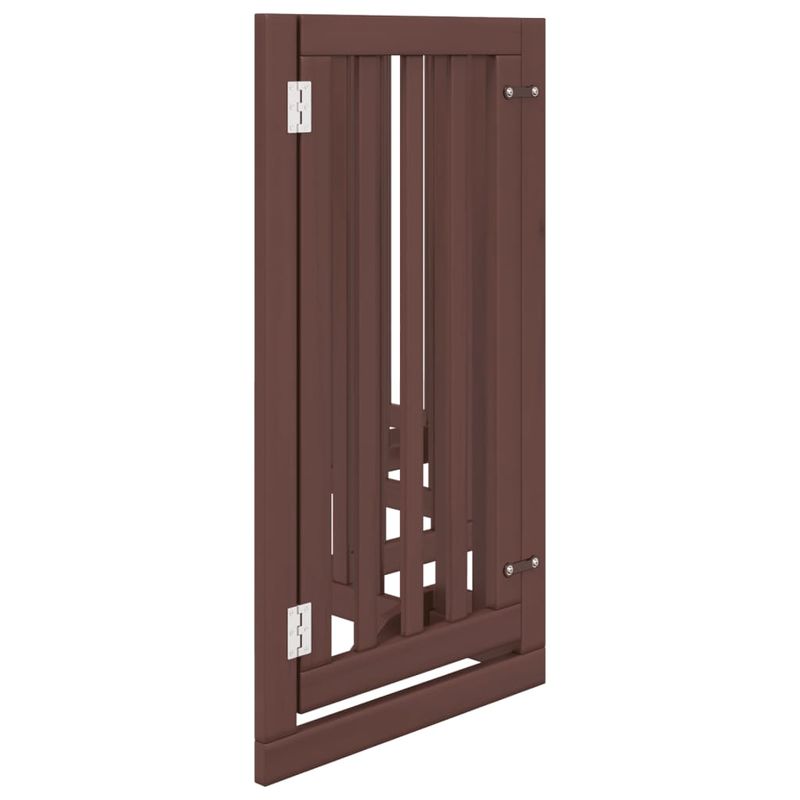 Petshop - Accesorii petshop - Culcusuri si custi - Tarcuri si colivii - Poarta caini pliabila cu usa 6 panouri maro, 300 cm, lemn plop - Infinity.ro