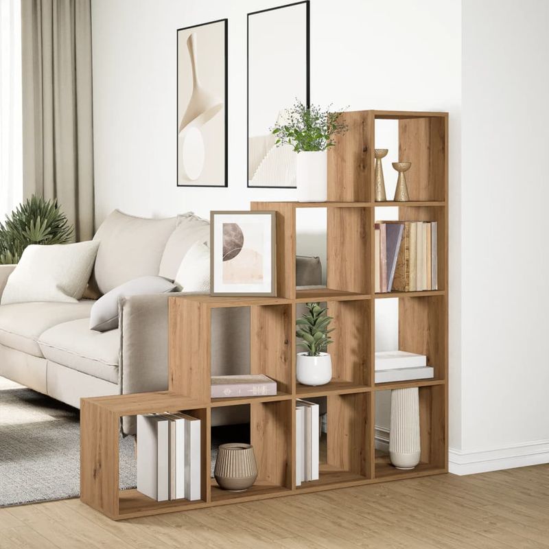 Casa si Gradina - Mobilier - Biblioteci si rafturi - Biblioteci - Biblioteca/separator 4 niveluri stejar 131,5x29x131,5 cm lemn - Infinity.ro