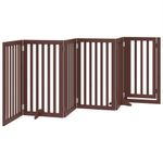 Petshop - Accesorii petshop - Culcusuri si custi - Tarcuri si colivii - Poarta caini pliabila cu usa 6 panouri maro, 300 cm, lemn plop - Infinity.ro