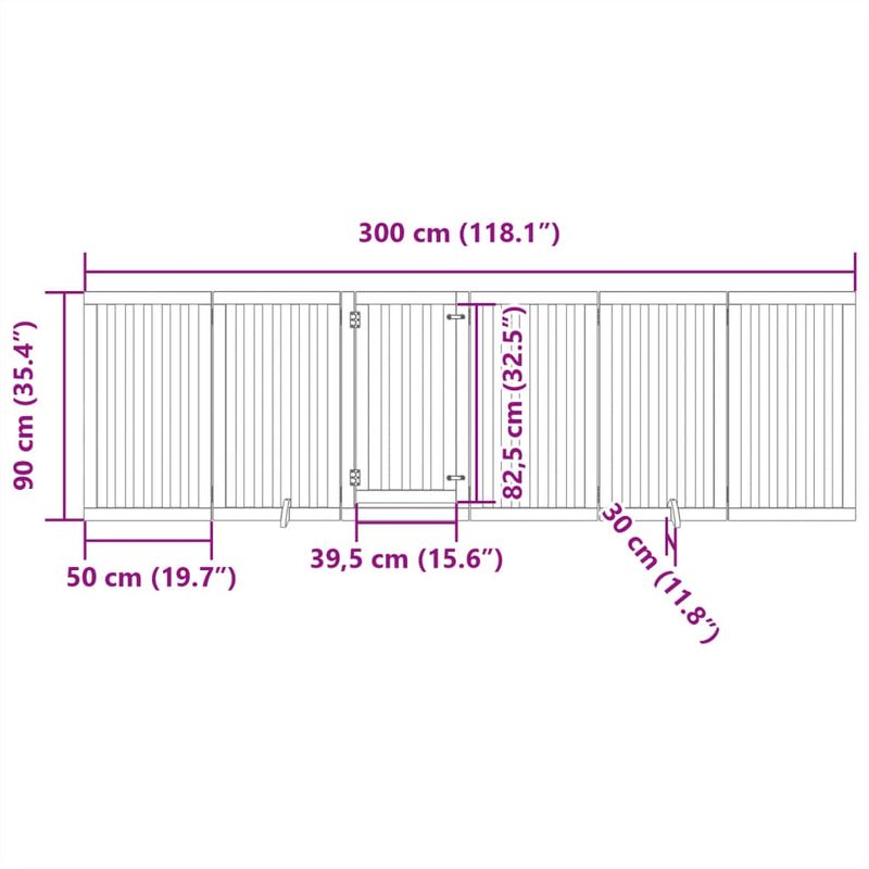 Petshop - Accesorii petshop - Culcusuri si custi - Tarcuri si colivii - Poarta caini pliabila cu usa 6 panouri maro, 300 cm, lemn plop - Infinity.ro