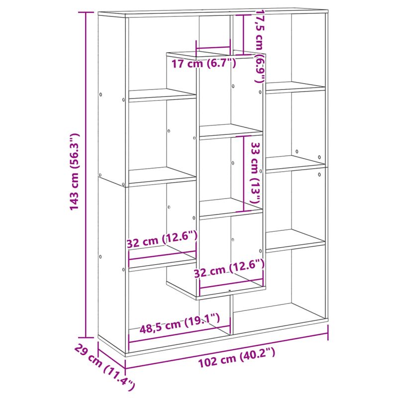 Casa si Gradina - Mobilier - Biblioteci si rafturi - Biblioteci - Biblioteca, gri beton, 102x29x143 cm, lemn prelucrat - Infinity.ro