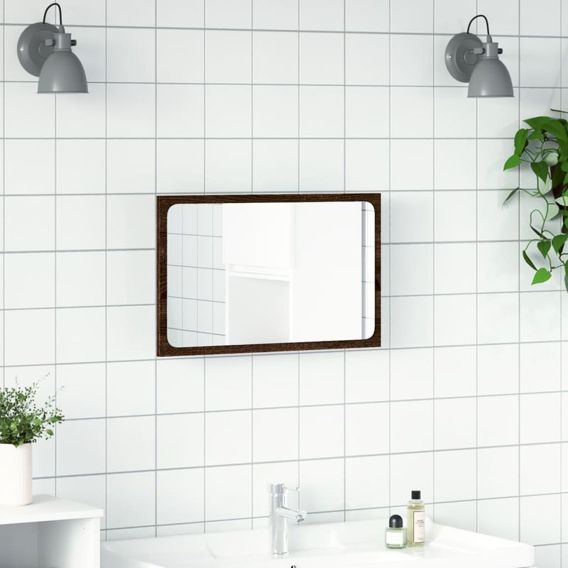 Casa si Gradina - Mobilier - Mobilier baie - Oglinzi baie - Oglinda de baie LED, stejar maro, 60x8,5x38 cm lemn prelucrat - Infinity.ro