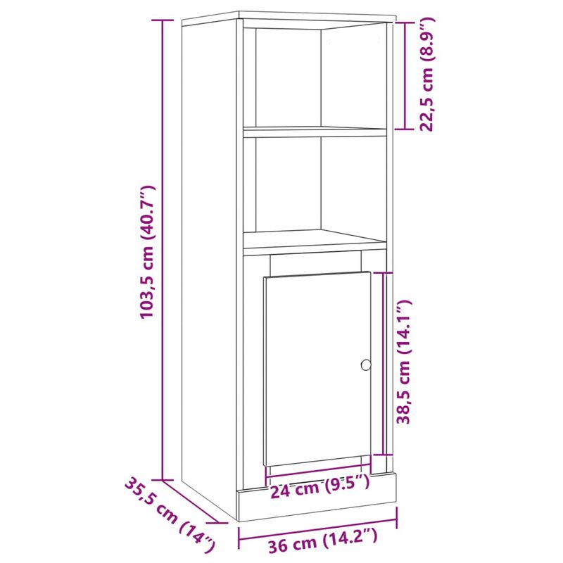 Casa si Gradina - Mobilier - Comode si corpuri - Corpuri bucatarie - Dulap inalt, lemn vechi, 36x35,5x103,5 cm, lemn prelucrat - Infinity.ro