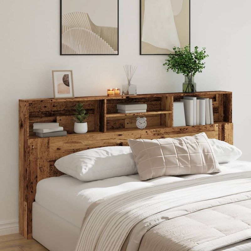 Casa si Gradina - Mobilier - Paturi si accesorii - Accesorii paturi - Tablie pat cu dulap, lemn vechi 200x19x103,5 cm lemn prelucrat - Infinity.ro