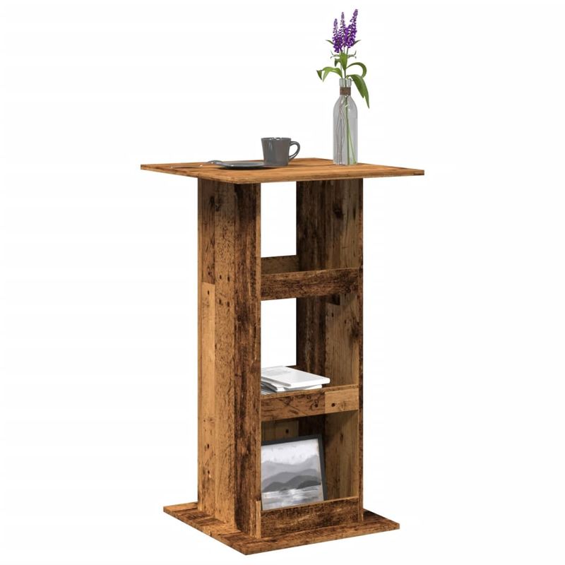 Casa si Gradina - Mobilier - Mese si birouri - Mese bucatarie si dining - Masa bar cu depozitare lemn vechi, 60x60x102 cm, lemn prelucrat - Infinity.ro