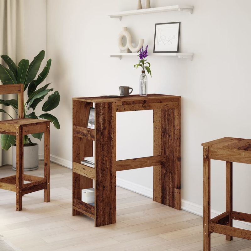 Casa si Gradina - Mobilier - Mese si birouri - Mese bucatarie si dining - Masa bar cu rafturi, lemn vechi, 90x40x103,5 cm, lemn prelucrat - Infinity.ro