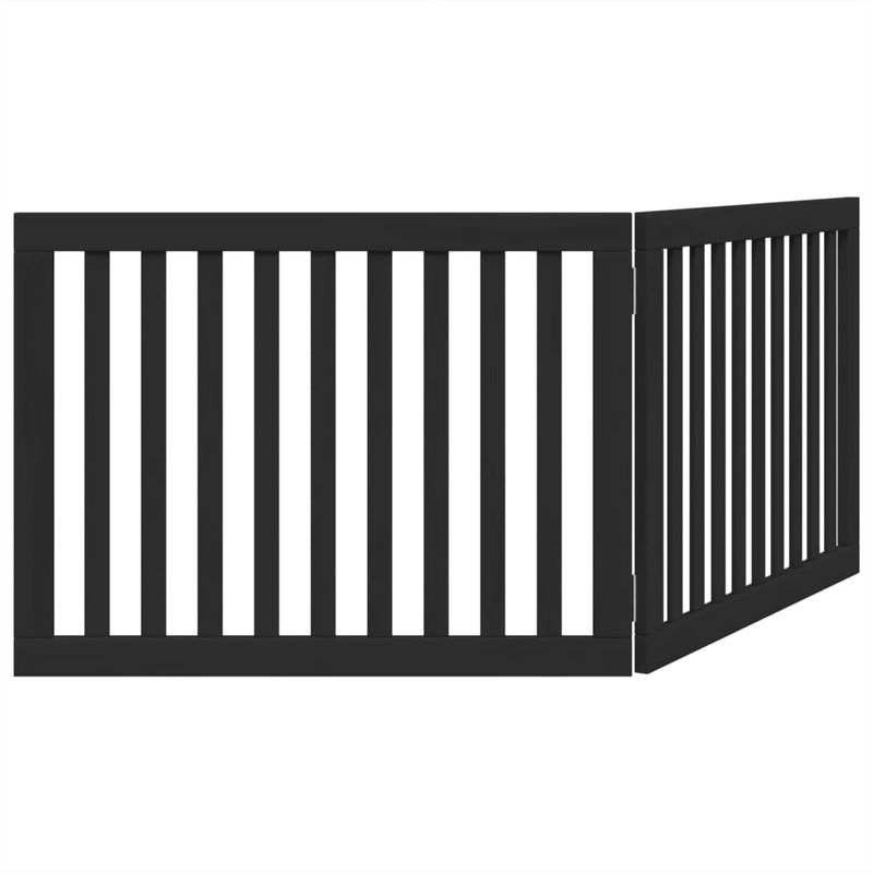 Petshop - Accesorii petshop - Culcusuri si custi - Usi animale - Poarta pentru caini pliabila 2 panouri negru, 160 cm, lemn plop - Infinity.ro