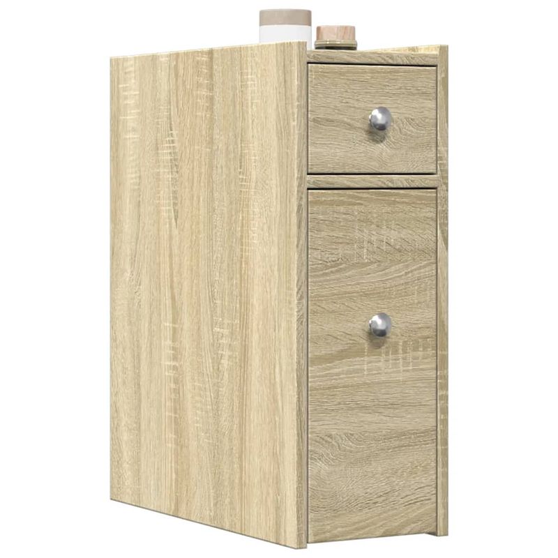 Casa si Gradina - Mobilier - Dulapuri si sifoniere - Dulapuri - Dulap de baie ingust cu roti, stejar sonoma, lemn prelucrat - Infinity.ro