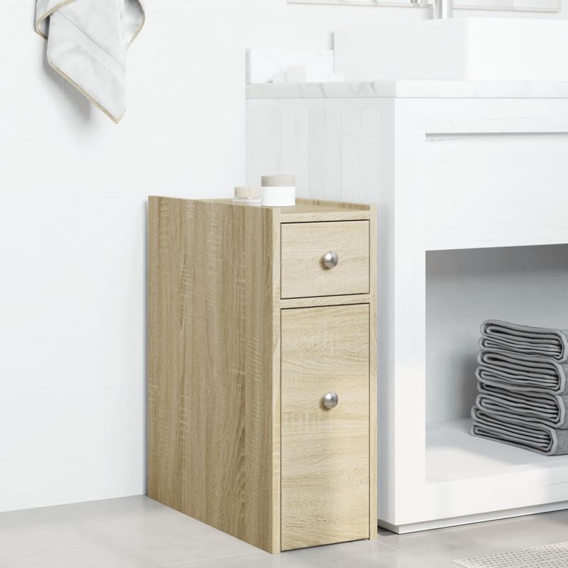 Casa si Gradina - Mobilier - Dulapuri si sifoniere - Dulapuri - Dulap de baie ingust cu roti, stejar sonoma, lemn prelucrat - Infinity.ro