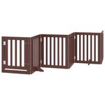 Petshop - Accesorii petshop - Culcusuri si custi - Tarcuri si colivii - Poarta caini pliabila cu usa 6 panouri maro, 300 cm, lemn plop - Infinity.ro