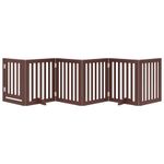Petshop - Accesorii petshop - Culcusuri si custi - Tarcuri si colivii - Poarta caini pliabila cu usa 6 panouri maro, 300 cm, lemn plop - Infinity.ro