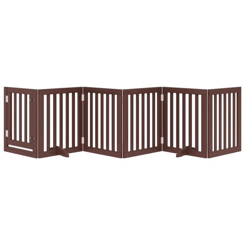 Petshop - Accesorii petshop - Culcusuri si custi - Tarcuri si colivii - Poarta caini pliabila cu usa 6 panouri maro, 300 cm, lemn plop - Infinity.ro