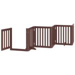 Petshop - Accesorii petshop - Culcusuri si custi - Tarcuri si colivii - Poarta caini pliabila cu usa 6 panouri maro, 300 cm, lemn plop - Infinity.ro