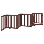 Petshop - Accesorii petshop - Culcusuri si custi - Tarcuri si colivii - Poarta caini pliabila cu usa 6 panouri maro, 300 cm, lemn plop - Infinity.ro