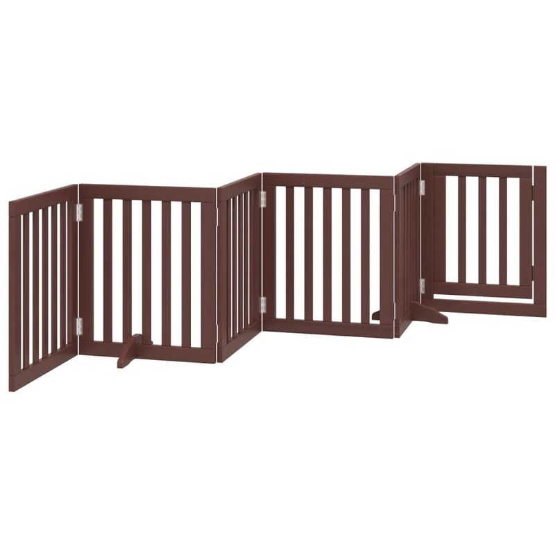 Petshop - Accesorii petshop - Culcusuri si custi - Tarcuri si colivii - Poarta caini pliabila cu usa 6 panouri maro, 300 cm, lemn plop - Infinity.ro