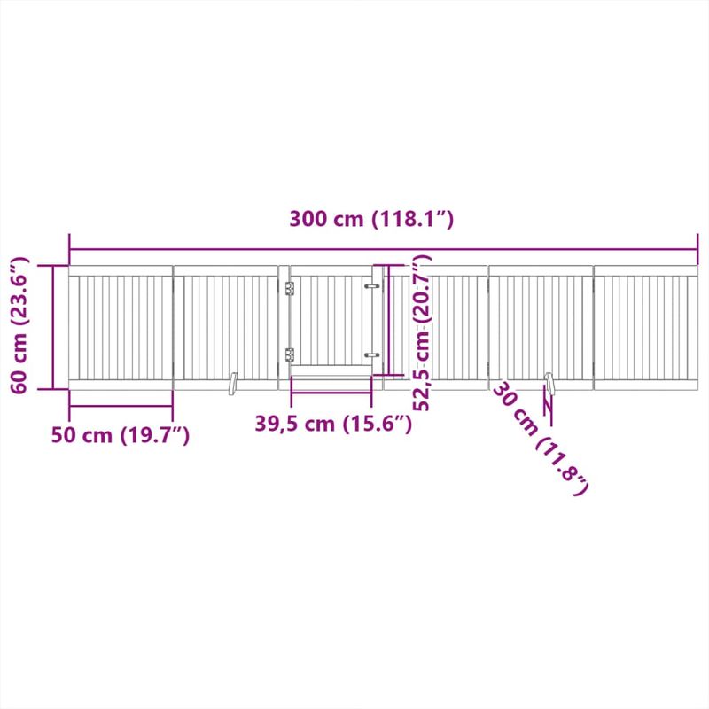Petshop - Accesorii petshop - Culcusuri si custi - Tarcuri si colivii - Poarta caini pliabila cu usa 6 panouri maro, 300 cm, lemn plop - Infinity.ro
