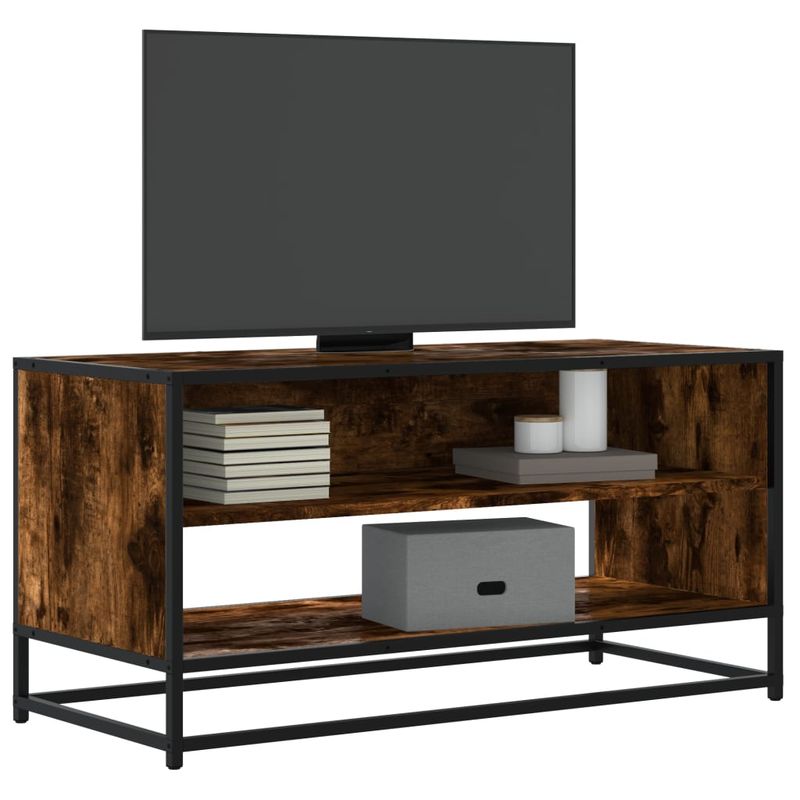 Casa si Gradina - Mobilier - Comode si corpuri - Comode - Comoda TV, stejar fumuriu, 91x40x46 cm lemn prelucrat si metal - Infinity.ro