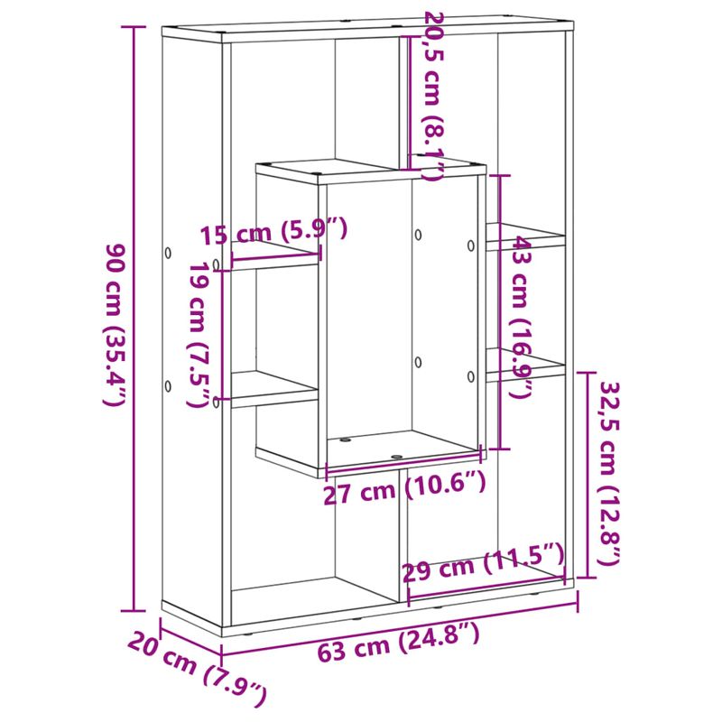 Casa si Gradina - Mobilier - Biblioteci si rafturi - Biblioteci - Biblioteca, gri sonoma, 63x20x90 cm, lemn prelucrat - Infinity.ro