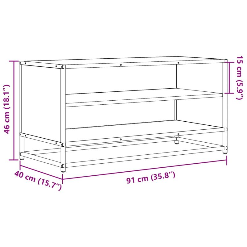 Casa si Gradina - Mobilier - Comode si corpuri - Comode - Comoda TV, stejar fumuriu, 91x40x46 cm lemn prelucrat si metal - Infinity.ro