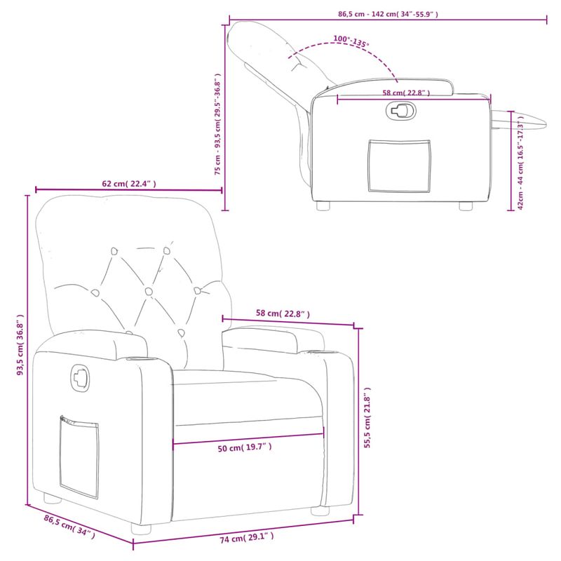 Casa si Gradina - Mobilier - Scaune si fotolii - Fotolii - Fotoliu rabatabil, cappuccino, piele ecologica - Infinity.ro