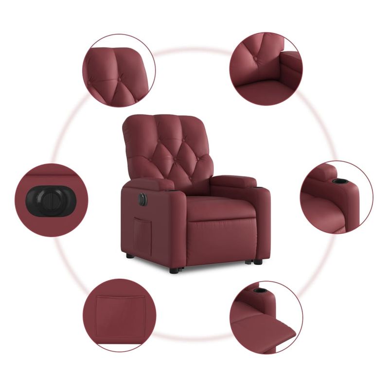 Casa si Gradina - Mobilier - Scaune si fotolii - Fotolii - Fotoliu rabatabil electric cu ridicare, rosu vin - Infinity.ro