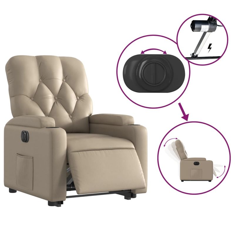 Casa si Gradina - Mobilier - Scaune si fotolii - Fotolii - Fotoliu rabatabil electric cu ridicare, cappuccino - Infinity.ro