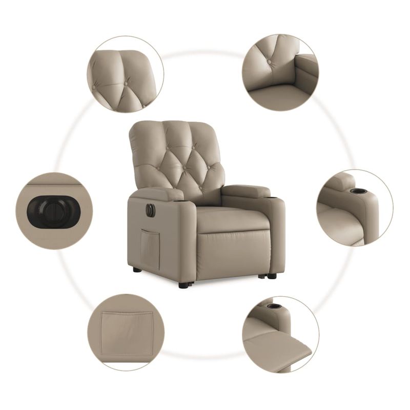 Casa si Gradina - Mobilier - Scaune si fotolii - Fotolii - Fotoliu rabatabil electric cu ridicare, cappuccino - Infinity.ro