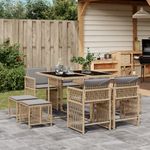 Casa si Gradina - Gradina si terasa - Mobilier exterior - Seturi mobila gradina - Set de masa pentru gradina, 9 piese, cu perne, bej, poliratan - Infinity.ro