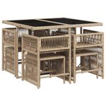 Casa si Gradina - Gradina si terasa - Mobilier exterior - Seturi mobila gradina - Set de masa pentru gradina, 9 piese, cu perne, bej, poliratan - Infinity.ro
