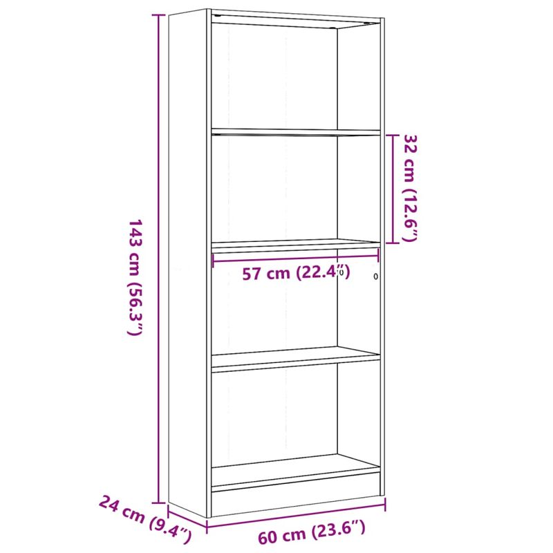 Casa si Gradina - Mobilier - Biblioteci si rafturi - Biblioteci - Biblioteca, stejar artizanal, 60x24x143 cm, lemn prelucrat - Infinity.ro