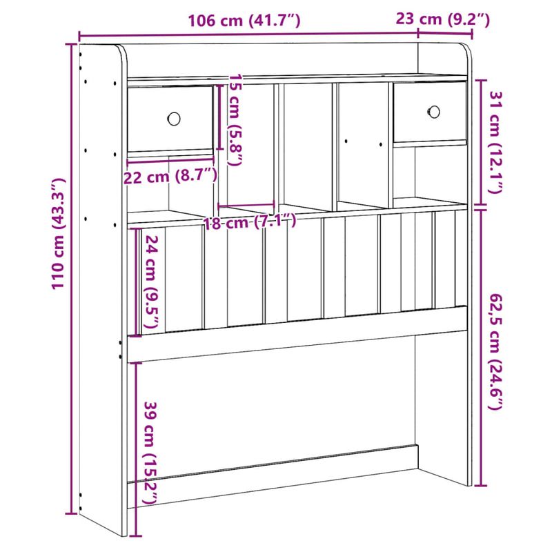 Casa si Gradina - Mobilier - Paturi si accesorii - Accesorii paturi - Tablie de pat cu depozitare, 100 cm, lemn masiv de pin - Infinity.ro