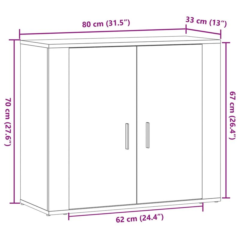 Casa si Gradina - Mobilier - Comode si corpuri - Comode - Dulap, stejar artizanal, 80x33x70 cm, lemn prelucrat - Infinity.ro