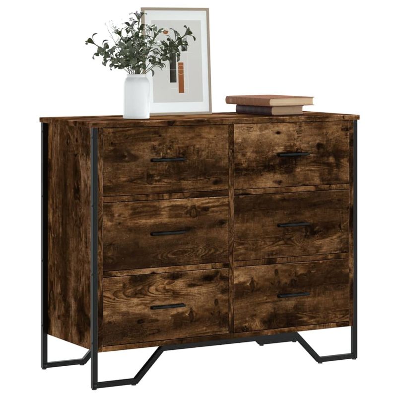 Casa si Gradina - Mobilier - Comode si corpuri - Comode - Comoda cu sertare stejar fumuriu 91x35,5x74,5 cm lemn prelucrat - Infinity.ro