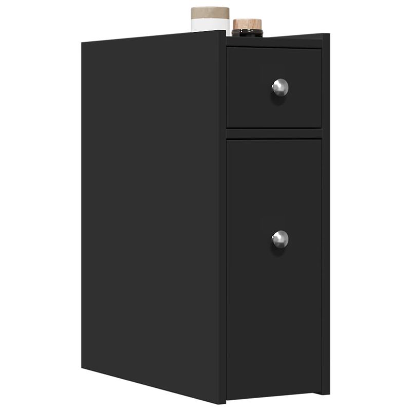Casa si Gradina - Mobilier - Dulapuri si sifoniere - Dulapuri - Dulap de baie ingust cu roti, negru, lemn prelucrat - Infinity.ro
